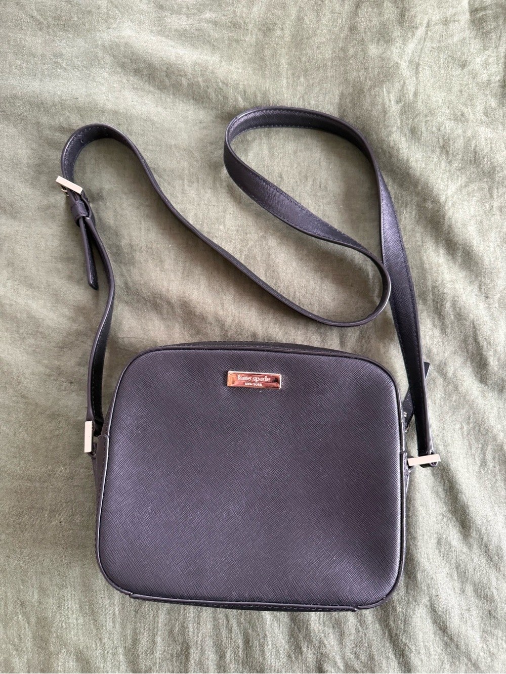 kate spade black leather crossbody messenger bag